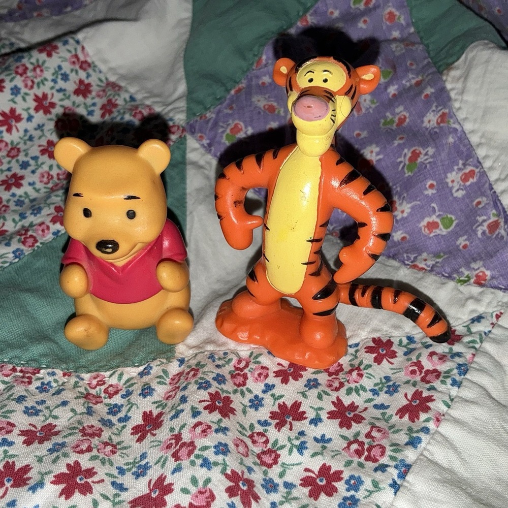 Disney Winnie the Pooh And Tigger Toys Figurines Cake Toppers Plastic Vintage